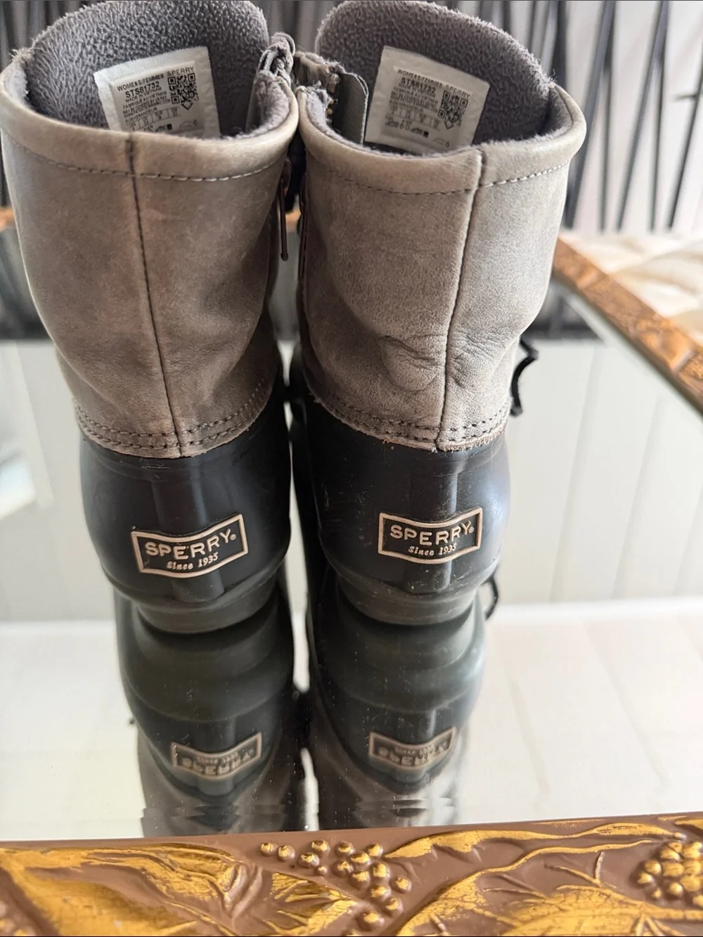 Sperry Waterproof Duck Boots in grey and Black